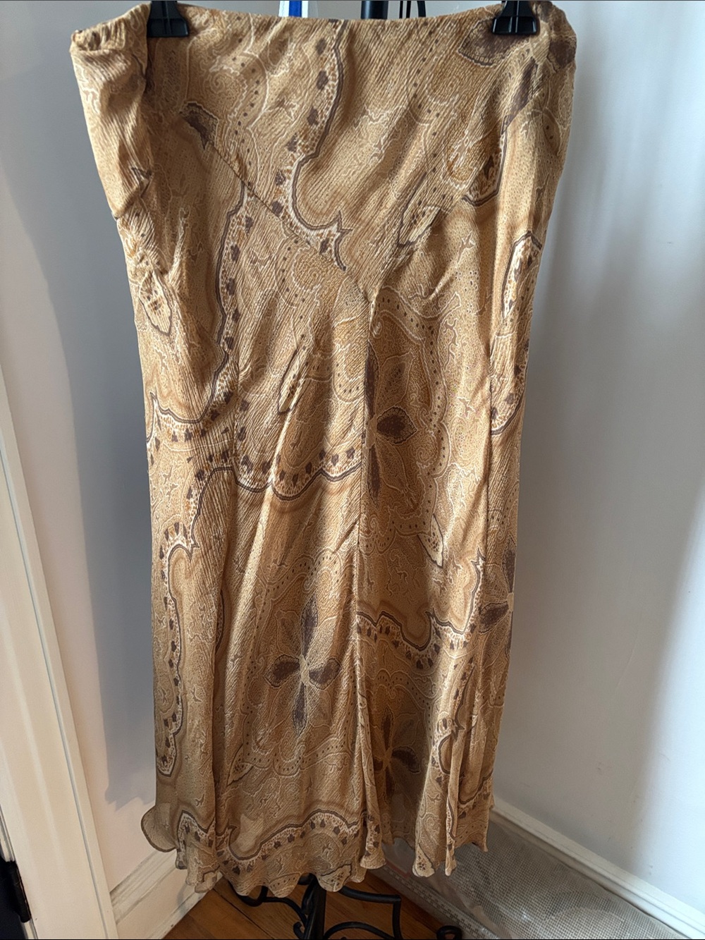 Bohemian Paisley Maxi Skirt in Warm Golden Brown - Picture 4 of 6